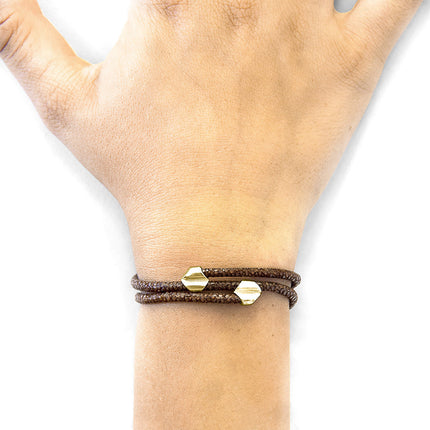 Mocha Brown Conway 9ct Yellow Gold and Stingray Leather Bracelet