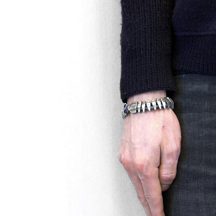 Royal Blue Delta Anchor Maxi Silver and Braided Leather Bracelet