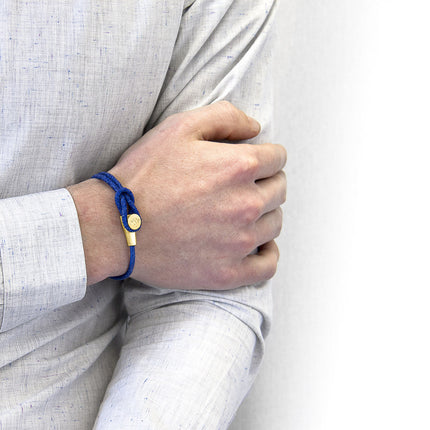 Azure Blue Dundee 9ct Yellow Gold and Stingray Leather Bracelet