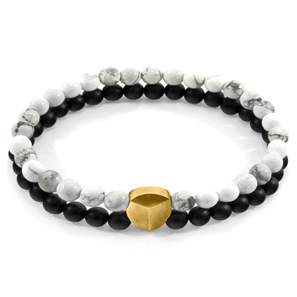White Howlite Iguazu 9ct Yellow Gold and Stone Bracelet