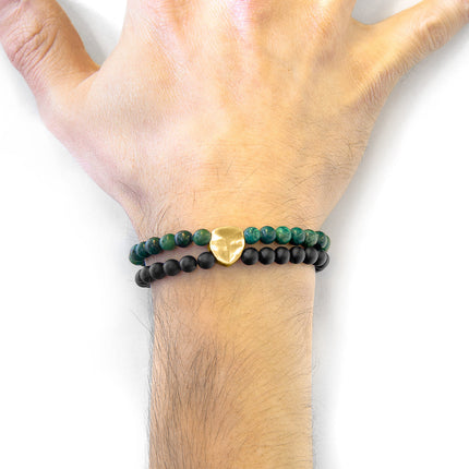Green Jade Iguazu 9ct Yellow Gold and Stone Bracelet