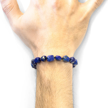 Blue Lapis Lazuli Zebedee 9ct Yellow Gold and Stone Beaded Macrame Bracelet