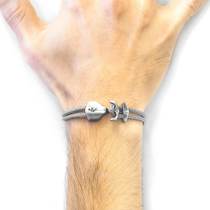 Classic Grey Delta Anchor Silver and Rope Bracelet