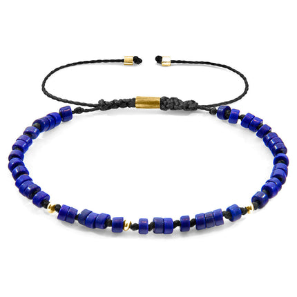 Blue Turquoise Percy 9ct Yellow Gold and Stone SKINNY Macrame Bracelet