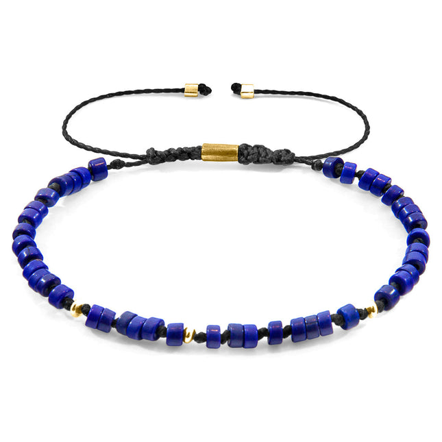 Blue Turquoise Percy 9ct Yellow Gold and Stone SKINNY Macrame Bracelet