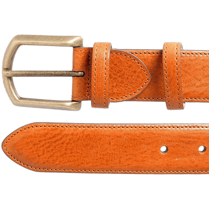 34 Mm Antique Buckle Leather Belt Tawny