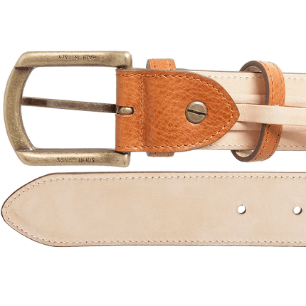 34 Mm Antique Buckle Leather Belt Tawny