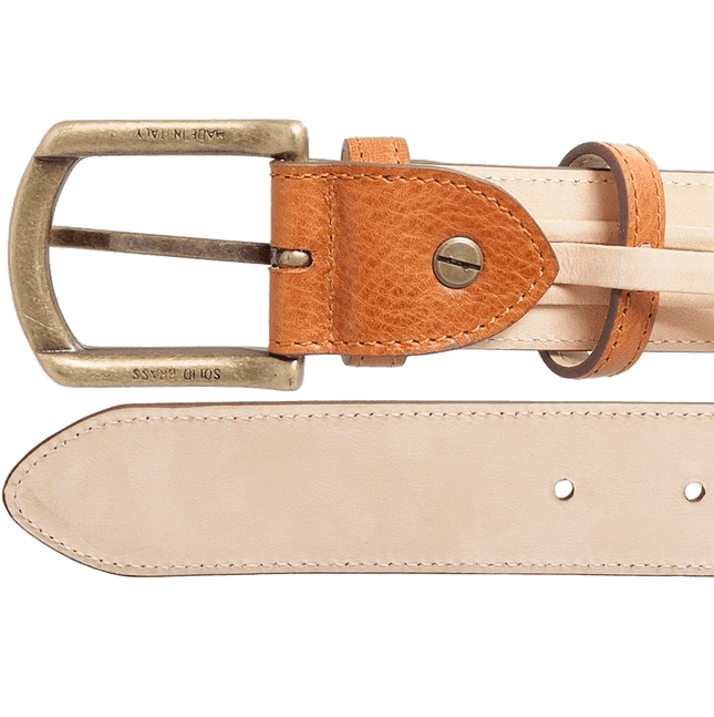 34 Mm Antique Buckle Leather Belt Tawny