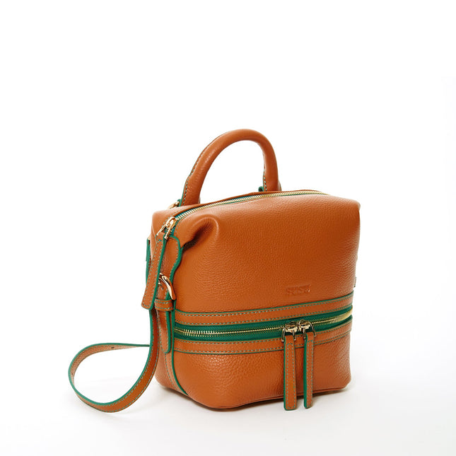 Brown Leather Backpack Purse for Women Convertible Crossbody Bag Medium Size With Front and Back Pockets