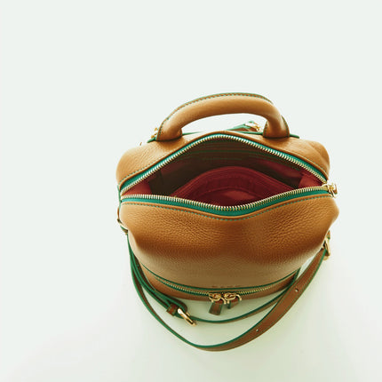 Brown Leather Backpack Purse for Women Convertible Crossbody Bag Medium Size With Front and Back Pockets