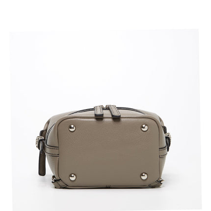Gray Leather Backpack Purse for Women Convertible Crossbody Bag Medium Size With Front and Back Pockets