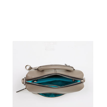 Gray Leather Backpack Purse for Women Convertible Crossbody Bag Medium Size With Front and Back Pockets