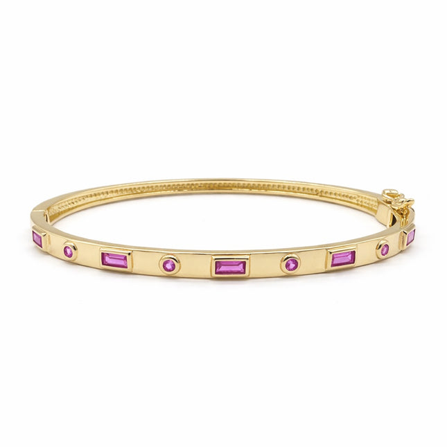 Pink Topaz Gold Bangle Bracelet