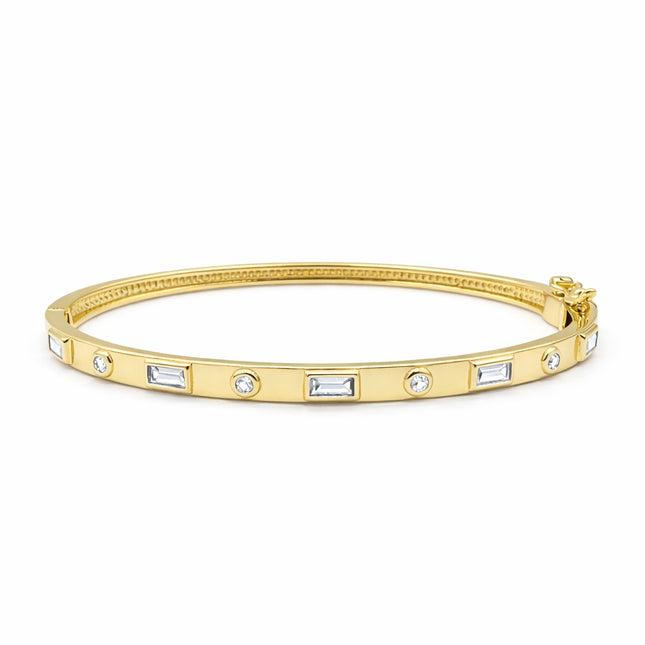 White Topaz Gold Bangle Bracelet