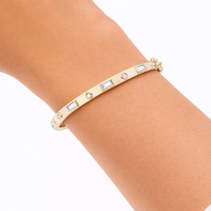 White Topaz Gold Bangle Bracelet