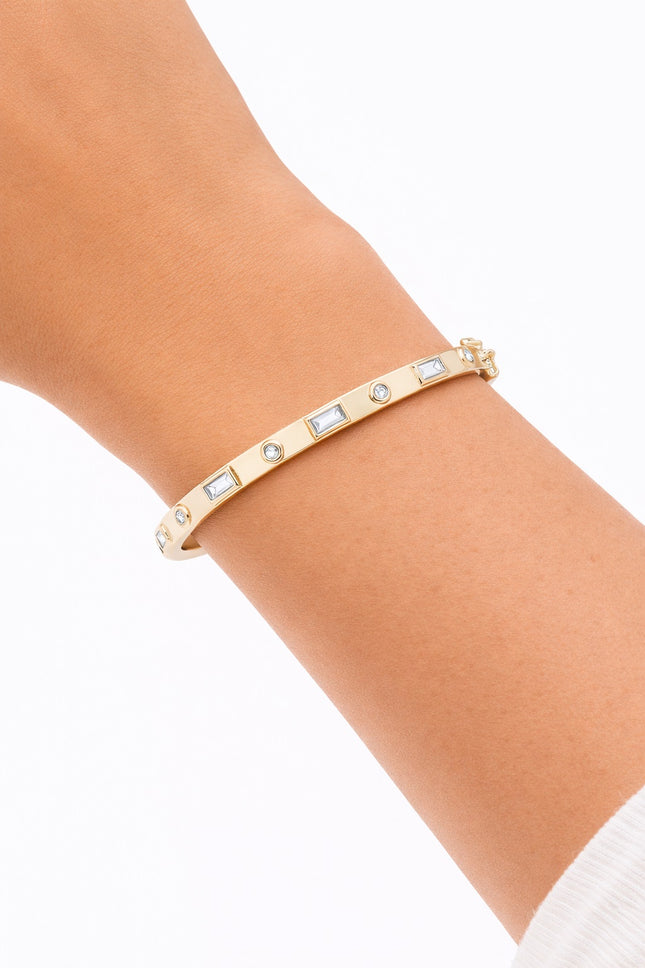 White Topaz Gold Bangle Bracelet