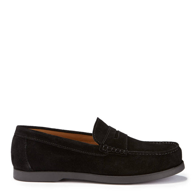 Boat Loafers, Black Suede