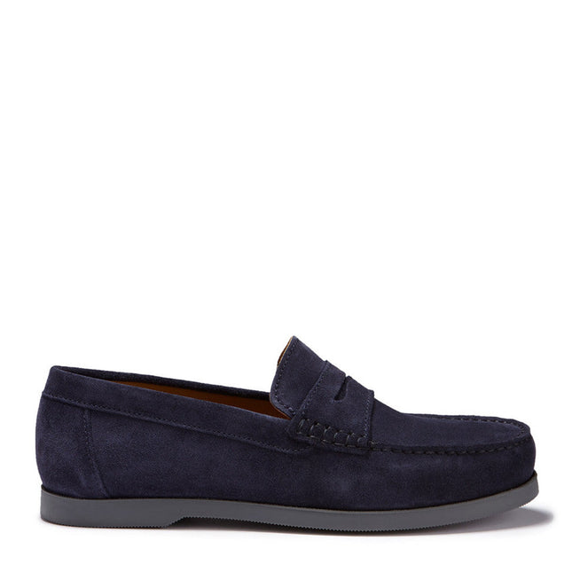 Boat Loafers, Navy Blue Suede