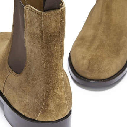 Tobacco Suede Chelsea Boots, Welted Leather Sole