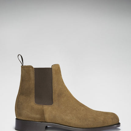 Tobacco Suede Chelsea Boots, Welted Leather Sole
