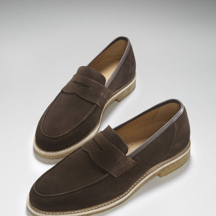 Brown Suede Loafers, Crepe Rubber Welted Sole
