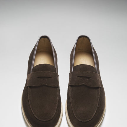 Brown Suede Loafers, Crepe Rubber Welted Sole