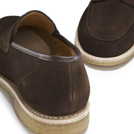 Brown Suede Loafers, Crepe Rubber Welted Sole