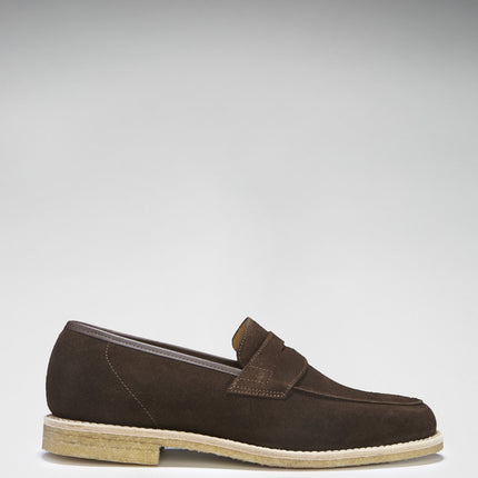 Brown Suede Loafers, Crepe Rubber Welted Sole