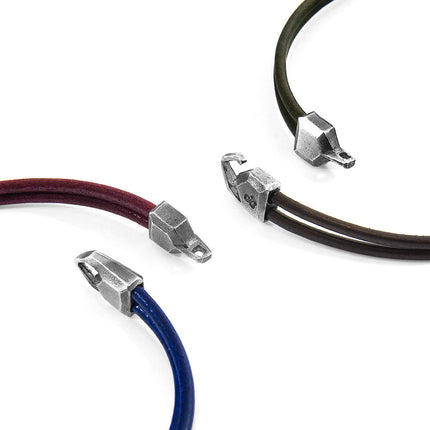 Shadow Grey Cromer Silver and Round Leather Bracelet