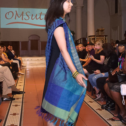 One of a Kind Handwoven Black and Gold Silk Shawl - Limited Edition