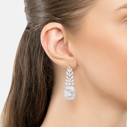 Countess Gemstone Drop Earrings Moissanite Silver