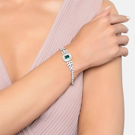 Countess Gemstone Bracelet Emerald Silver