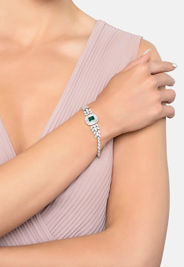 Countess Gemstone Bracelet Emerald Silver