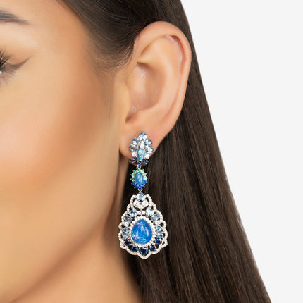 Mariana Blue Opal Drop Earrings Silver