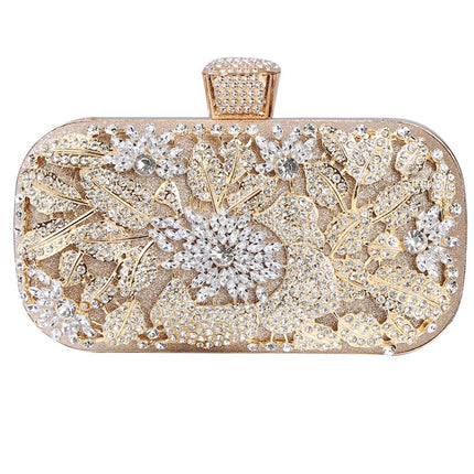 Diamond Evening Clutch Bag for Women Wedding Golden Clutch Purse Chain Shoulder Bag Small Party Handbag With Metal Handl