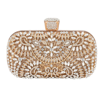 Diamond Evening Clutch Bag for Women Wedding Golden Clutch Purse Chain Shoulder Bag Small Party Handbag With Metal Handl