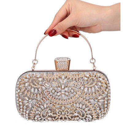 Diamond Evening Clutch Bag for Women Wedding Golden Clutch Purse Chain Shoulder Bag Small Party Handbag With Metal Handl