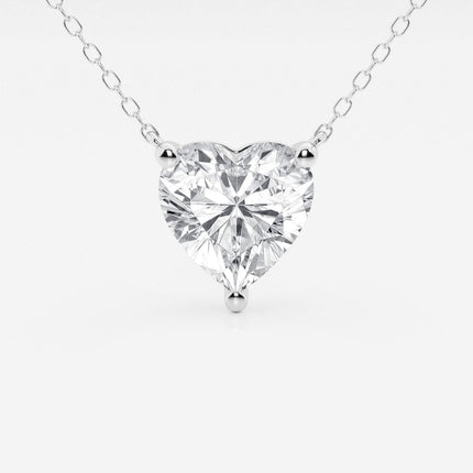 2.00 CTW Floating Heart Shape Lab Grown Diamond Solitaire Pendant Necklace F/G VS1 AGI Certified in 14K White or Yellow