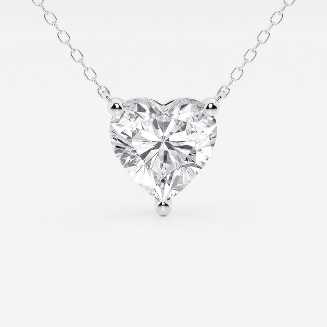 2.00 CTW Floating Heart Shape Lab Grown Diamond Solitaire Pendant Necklace F/G VS1 AGI Certified in 14K White or Yellow