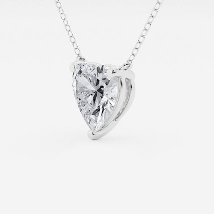 2.00 CTW Floating Heart Shape Lab Grown Diamond Solitaire Pendant Necklace F/G VS1 AGI Certified in 14K White or Yellow