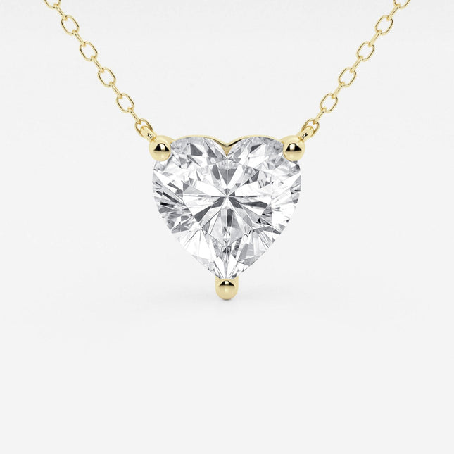 2.00 CTW Floating Heart Shape Lab Grown Diamond Solitaire Pendant Necklace F/G VS1 AGI Certified in 14K White or Yellow