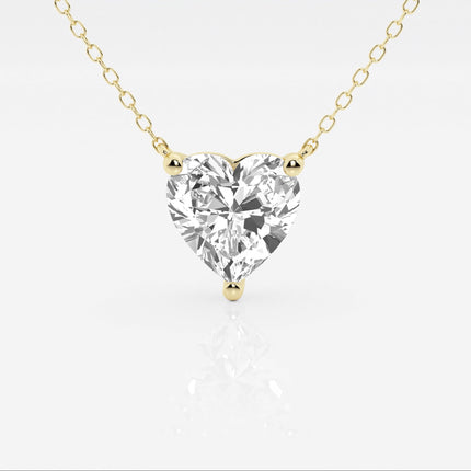 2.00 CTW Floating Heart Shape Lab Grown Diamond Solitaire Pendant Necklace F/G VS1 AGI Certified in 14K White or Yellow