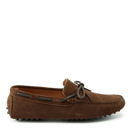 Laced Driving Loafers, Brown Suede