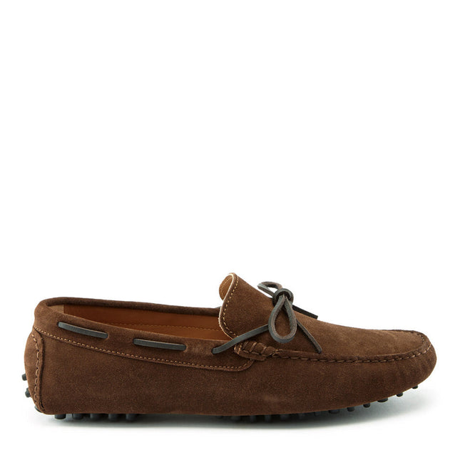 Laced Driving Loafers, Brown Suede