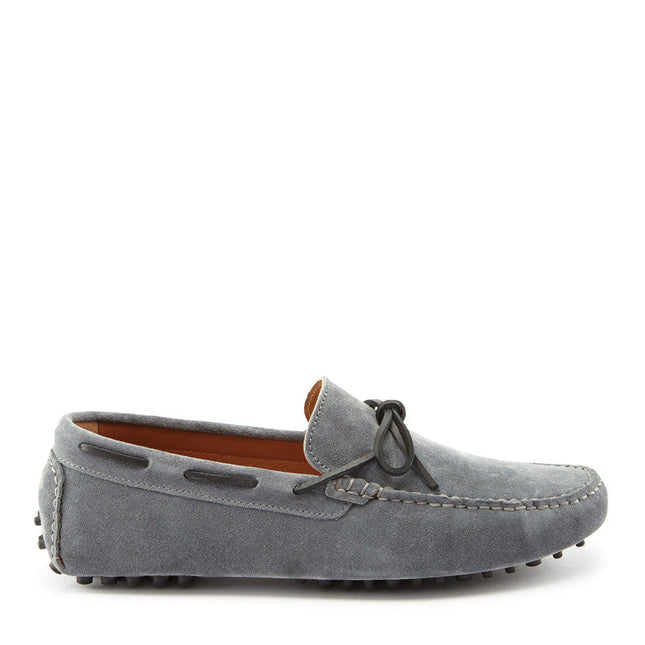 Laced Driving Loafers, Slate Grey Suede