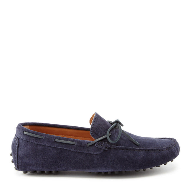 Laced Driving Loafers, Navy Blue Suede