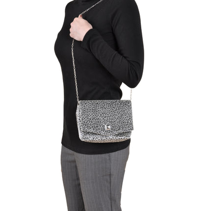 Leopard Silver Square Clutch