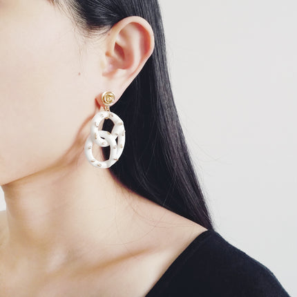 Golden Rose and Salted Porcelain Pretzel Earrings