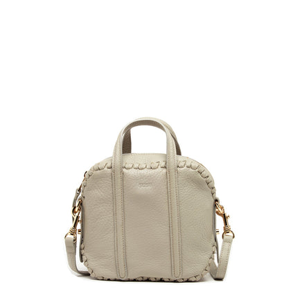 Leather Crossbody Bag Medium Size Women's Handbag Grayish Beige Purse