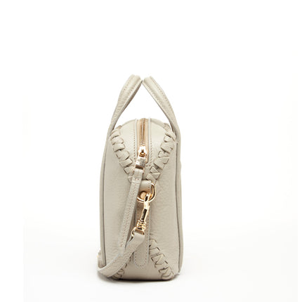 Leather Crossbody Bag Medium Size Women's Handbag Grayish Beige Purse